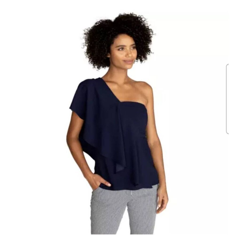 Trina Turk Glamorous One Shoulder Flounce Top Size 10 NWT